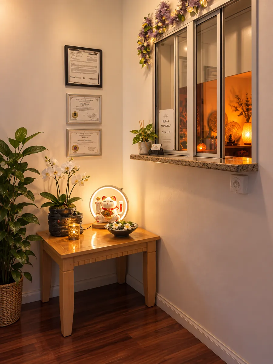 Reception window at the front at Relax Massage in Lancaster, CA