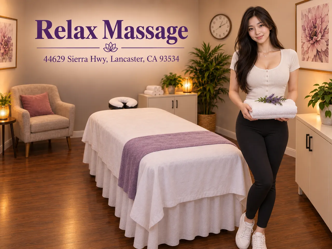 Two friendly staff members at Relax Massage in Lancaster, CA