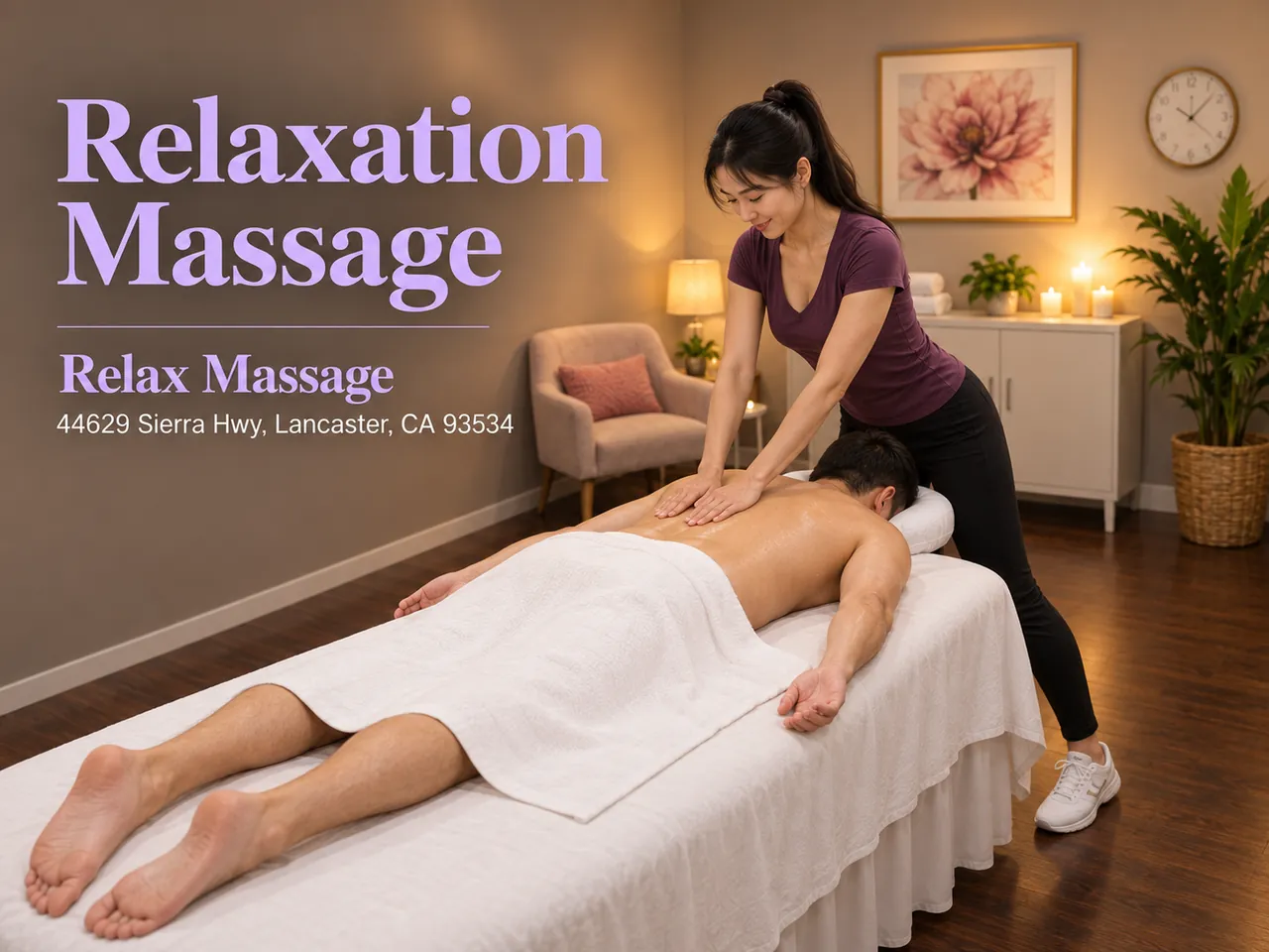 Relaxation massage for a first-time guest at Relax Massage in Lancaster, CA